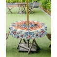 thumbnail image 4 of Fsddascl Boho Orange Blue Outdoor Tablecloth - 54 Inch Round Dining Table Cover, Vintage Boho Geometric Art Ethnic Waterproof Outdoor Table Cloth with Umbrella Hole & Zipper for Picnic/Patio/Party, 4 of 7