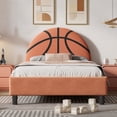 thumbnail image 4 of Harper & Bright Designs Twin Upholstered Daybed with Basketball Design, Cute Velvet Flat Panel Bed Frame for Boys & Girls Bedroom, Orange, 4 of 8