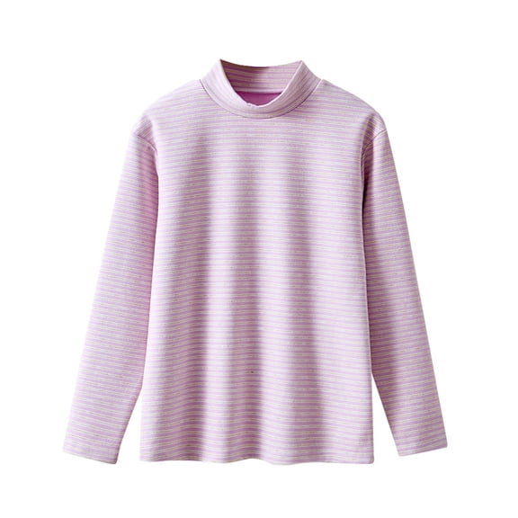 Toddler Toddler Kids Baby Boys Girls Striped Shirts High Collar Soft Tops T Shirt Unisex Pullover Sweatshirt Fashion Outfits for Girls Short Sleeve Tee Tops Baby Girl Blouse 2-3 Years Purple