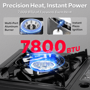 GASPRO Portable Butane Camping Stove 7800 BTU Single Burner, Camping Cooktop with Carry Case, Automatic Ignition Outdoor Cooking Stove with Safety Lock for Camping, Hiking, Tailgating & Emergency