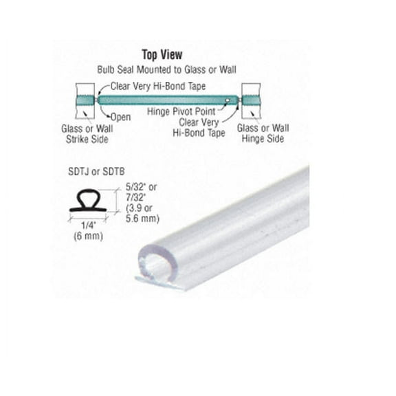 CRL Translucent Vinyl Bulb Seal 7/32" Gap - 95 in long - 5 Pack