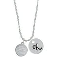 thumbnail image 1 of Delight Jewelry Stainless Steel Disc Real Heroes Teach Silvertone Script Initial Disc - K - Charm Necklace, 20"+3", 1 of 4