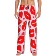 thumbnail image 1 of Kdxio Lips Kiss Pattern Men's Pajama Pants, Elastic Waist with Drawstring and Pockets, Comfortable Loungewear-Small, 1 of 6