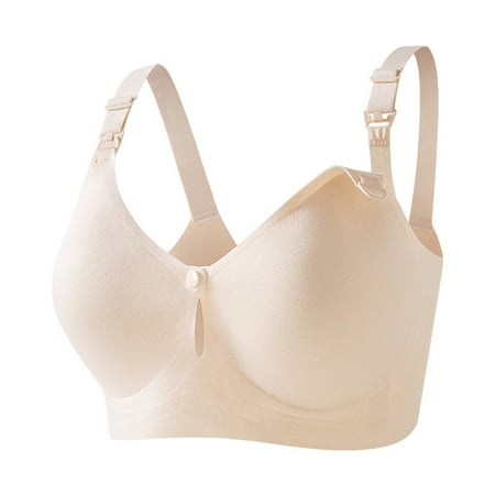 Ahuyic Nursing Bras Breastfeeding Bra Soft Wireless Sleep Bralette Seamless Maternity Bras for Pregnancy Khaki XXL