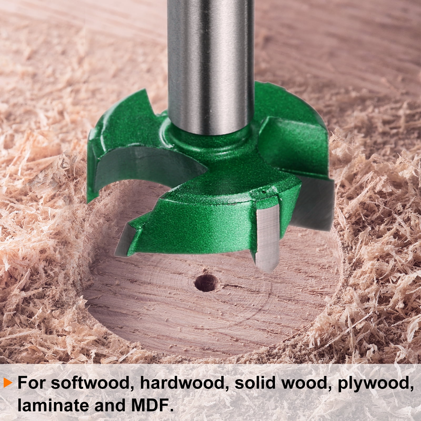 Uxcell 2 Pieces Forstner Drill Bits 1-1/2" (38mm) Carbide Upgraded 3 Flutes Wood Hinge Drill Bits for Hole Drilling