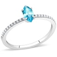 thumbnail image 1 of Alamode DA034-9 Bague en Acier Inoxydable Poli pour Femmes avec CZ de Qualité AAA en Bleu Mer - Taille 9, 1 of 1