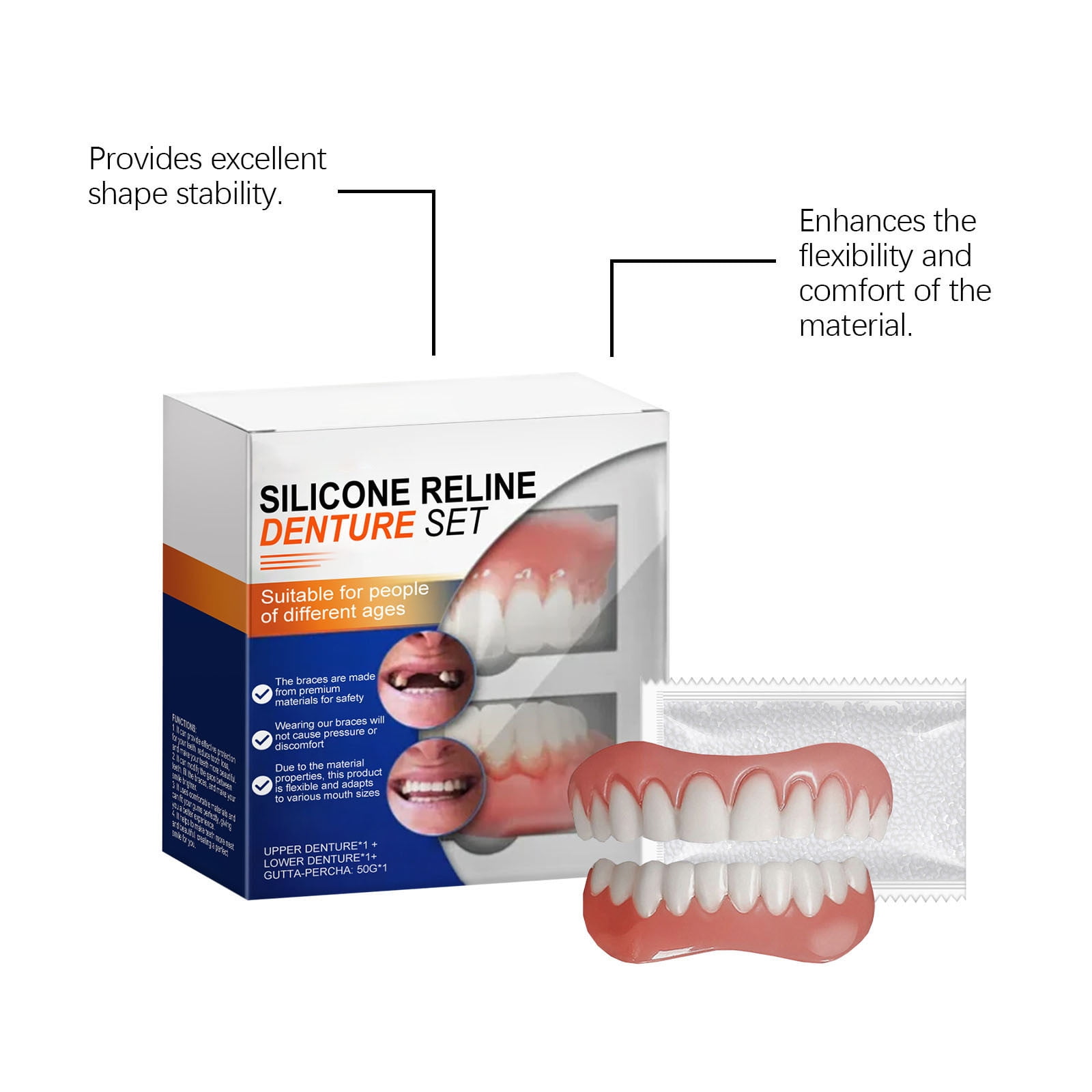 Silicone Dentures with Silicone Reline Set â Customizable Fit for Comfort