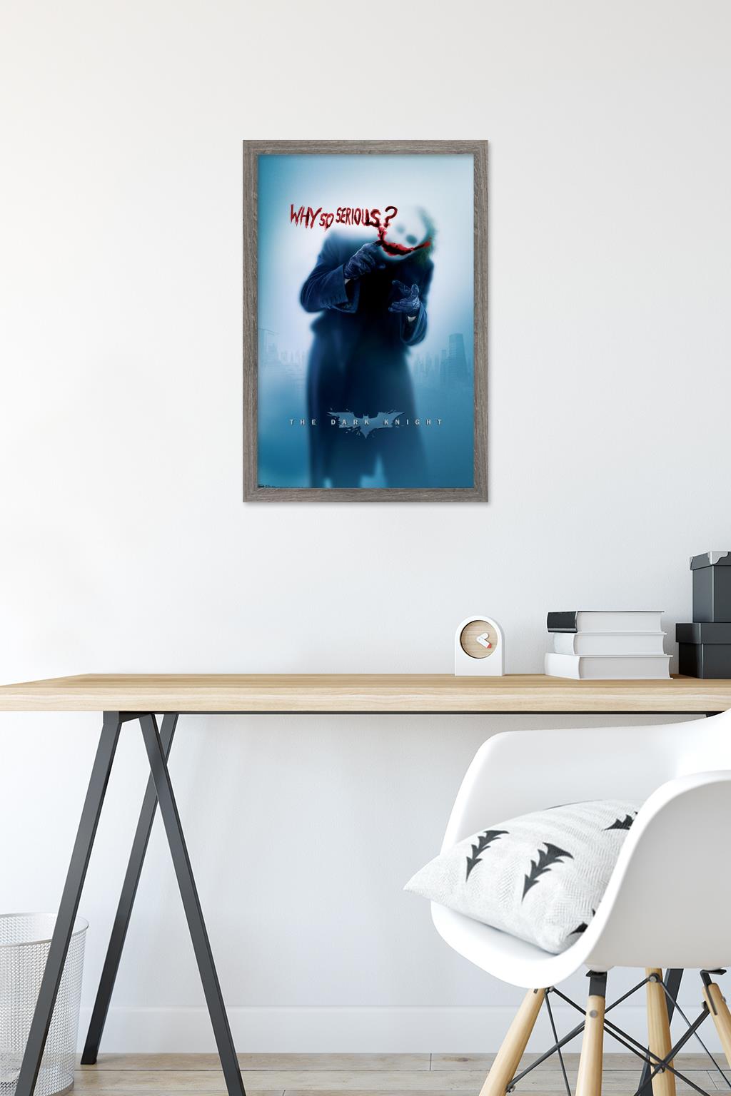 DC Comics - The Dark Knight - The Joker - Why So Serious Wall Poster, 14.725" x 22.375", Framed