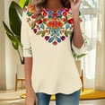 thumbnail image 5 of ZQUUVOU Women's T-Shirts Printed 3/4 Sleeves Blouse Crew Neck Casual Tunic Tops(A-Khaki,2XL), 5 of 7