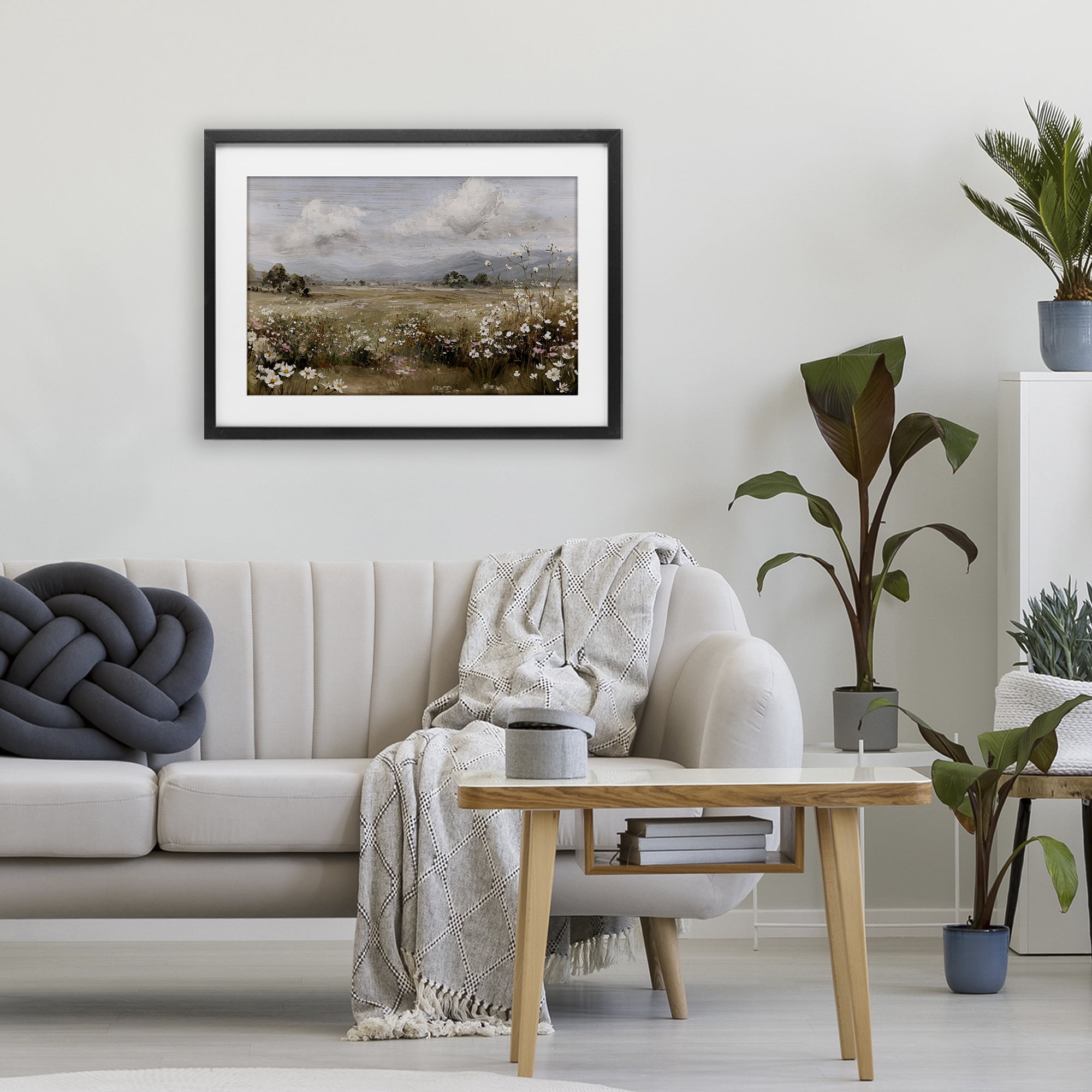 Stupell Industries Daisy Clusters in Field Black Framed Print Under Glass, design by Jacky Ngan