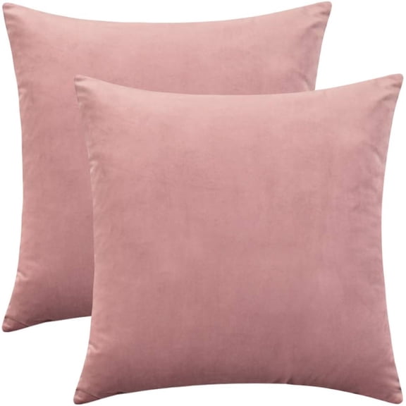Pack of 2 Mauve Pink 16x16 Velvet Sofa Throw Pillow Covers Indoor Decor