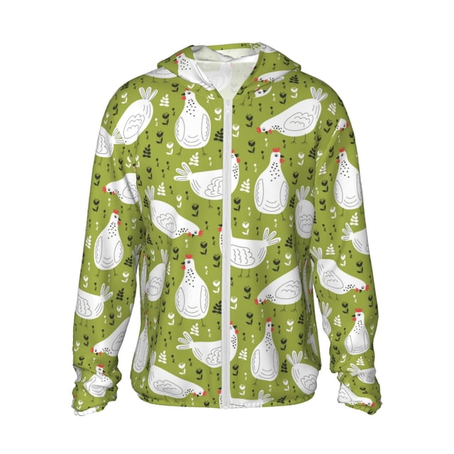 Fotbe Lovely Chickens Chaqueta con Protección Solar UPF 50+ para Hombre y Mujer, Camisa con Capucha y Bolsillos-3X-Large