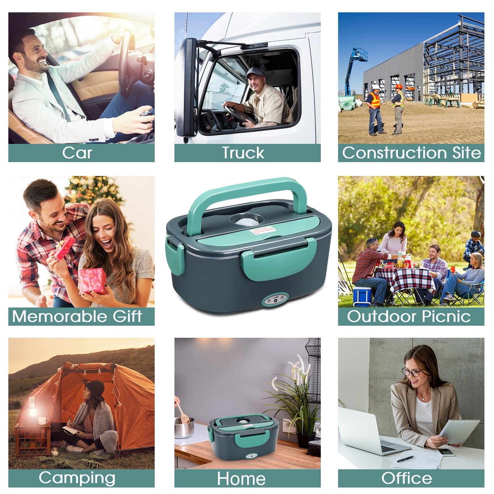 GVDV Electric Lunch Box Food Heater 3-In-1 Portable Food Warmer Lunch Box for Car & Home