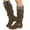 Brown, variant on Fold Over Knee High Riding Boots for Women Slouchy Suede Round Toe Low Heel Zipper Elastic Knit Tall Booties