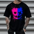 thumbnail image 2 of Black Mens Halloween Brunch T Shirts Short Sleeve Tops Tee for Man Boat Neck Spandex Skeleton Print Loose Fit Fall Summer Tee Shirt 2025 Clothes M, 2 of 4