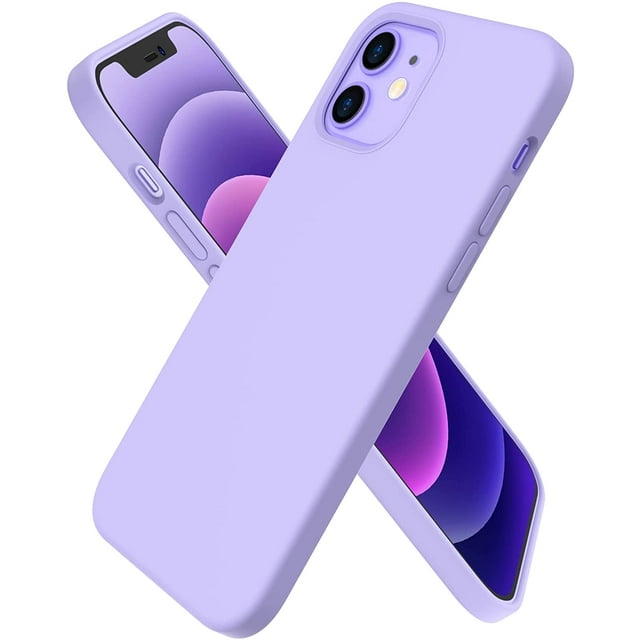 Tasnim Compatible with iPhone 12 Case 6.1 and iPhone 12 Cover, Slim Liquid Silicone 3 Layers Full Covered Soft Gel Rubber Case Cover 6.1 inch - Purple