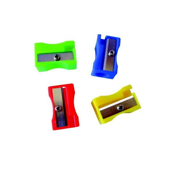 Hand Held Rustproof Carbon Steel Pencil Sharpener, Assorted Color, Pack Of 24