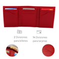 thumbnail image 3 of Cartera Hombre Piel Genuina Triple Compacta Interiores en Tela Rojo, 3 of 6