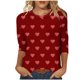 thumbnail image 1 of Camisetas Casuales de las Mujeres 3/4 Manga Cuello Redondo Impreso Blusa Imitación Estante Tela, Camiseta de Moda Superior para el Hogar Diario Y Desgaste Casual Todo el Año, 1 of 1