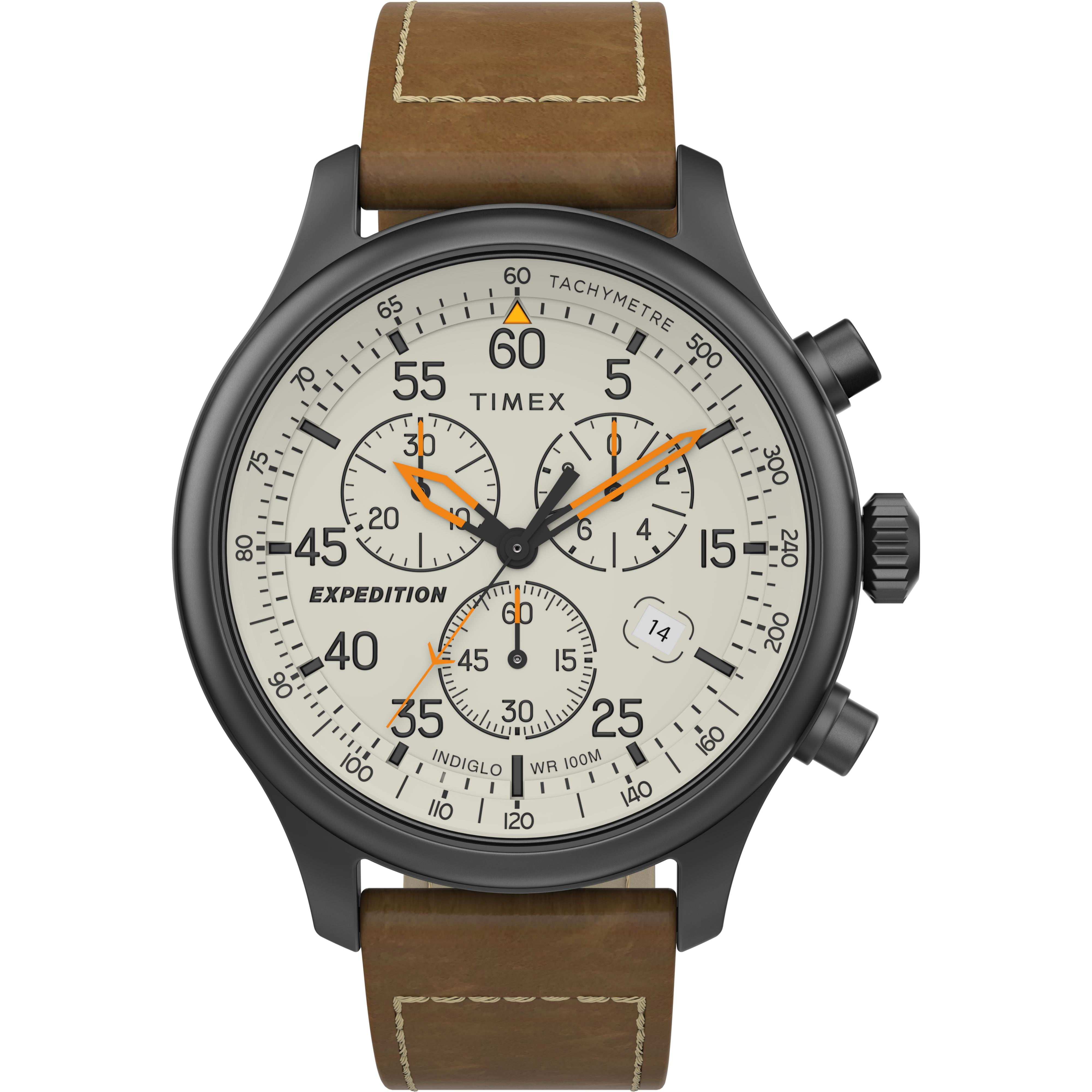 Timex - Timex TW2T73100 Men's Expedition Field Chronograph Brown Leather Band Watch - Walmart