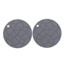 FRCOLOR 2 Pcs Silicone Placemat Thicken Heat-insulation Mat Anti-skid Pot Mat Round Bowl Mat Plate Pad (Grey)