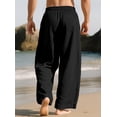 thumbnail image 6 of NKZNKZ Mens Cotton Linen Pants Elastic Waist Linen Men Pants Drawstring Loose Casual Lightweight Summer Beach Pants Black XL, 6 of 8