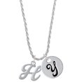 thumbnail image 1 of Delight Jewelry Silvertone Small Gelato Script Initial - H - Silvertone Script Initial Disc - Y - Charm Necklace, 20"+3", 1 of 4