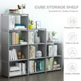 thumbnail image 6 of 9 Cube Storage Shelf Organizer DIY Bookcase Closet Cabinet for Office Home Bedroom, Gray, 6 of 6