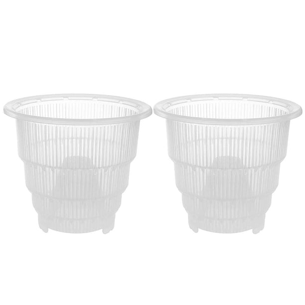 2 macetas transparentes de plástico para orquídeas, transpirables y con ranuras, para interior y exterior.