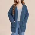 thumbnail image 2 of xaweyi Girls Fleece Jackets Winter Coats Warm Cosy Long Sleeve Open Front Plush Casual Outwear School Coats Lightweight Jackets,Sizes 9-10 Years, 2 of 6