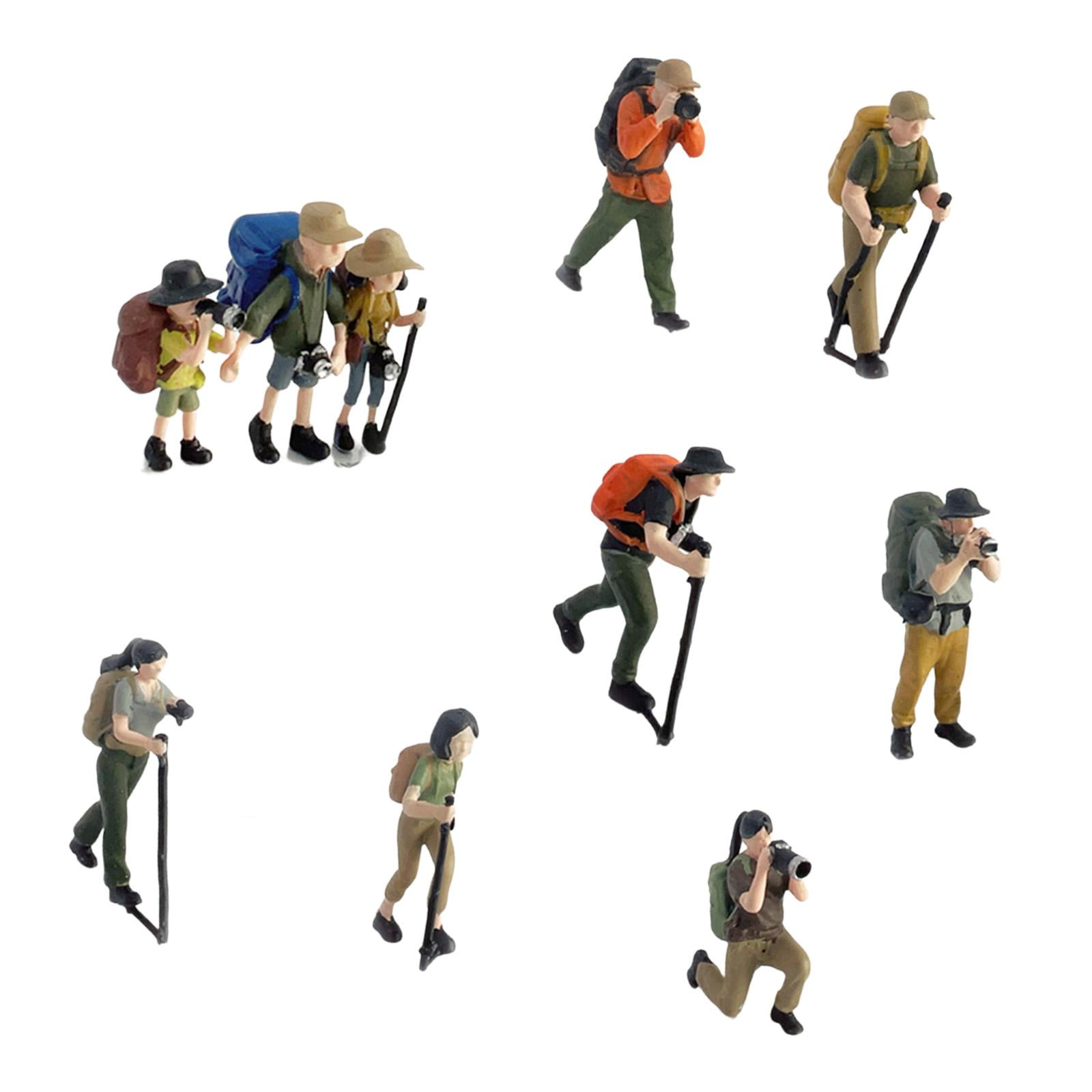 9 Pieces Tiny People Diorama Model Resin Hand Painted Detail for Mountaineer Scene Display Car Photography