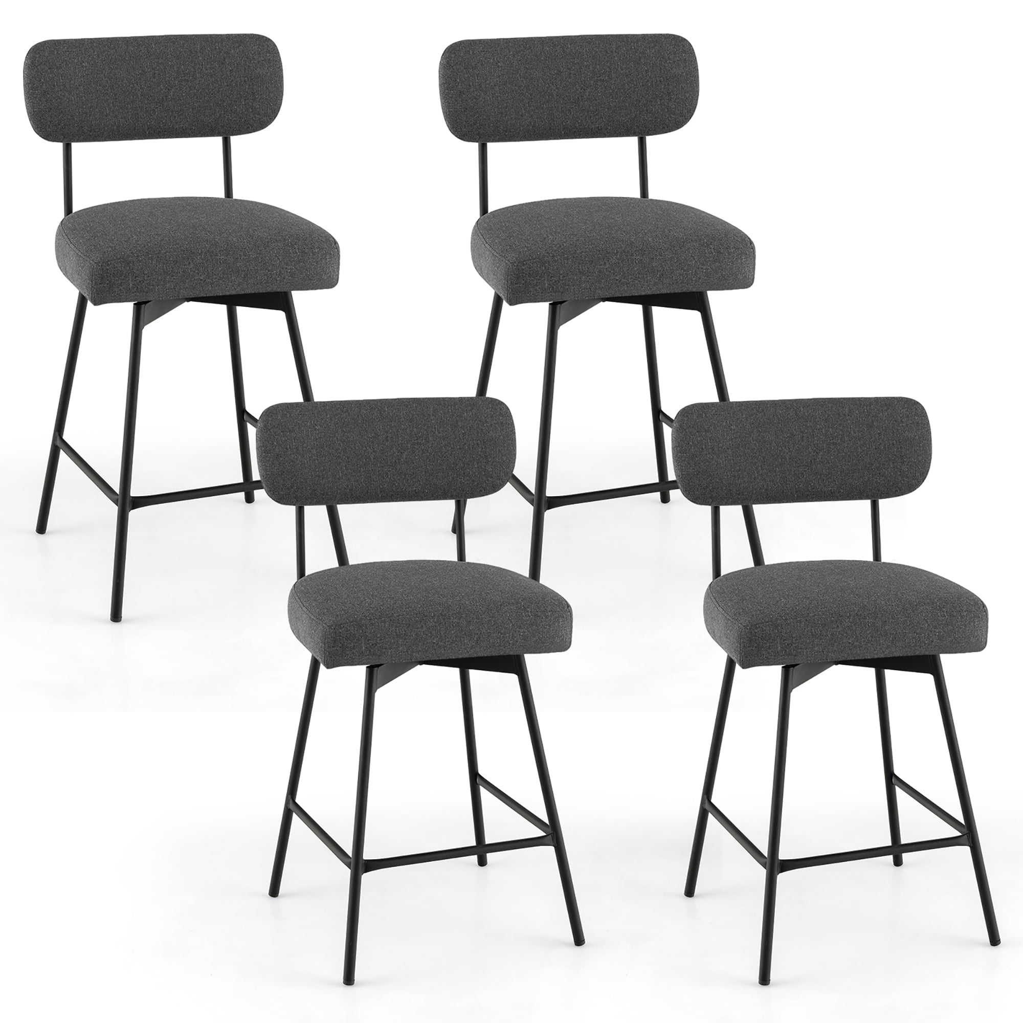 Costway Set of 4 Swivel Bar Stools Counter Height Upholstered Kitchen