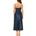thumbnail image 3 of Unique Bargains Women's Satin Pajama V Neck Sexy Nightdress Soft Midi Lounge Dress, 3 of 5
