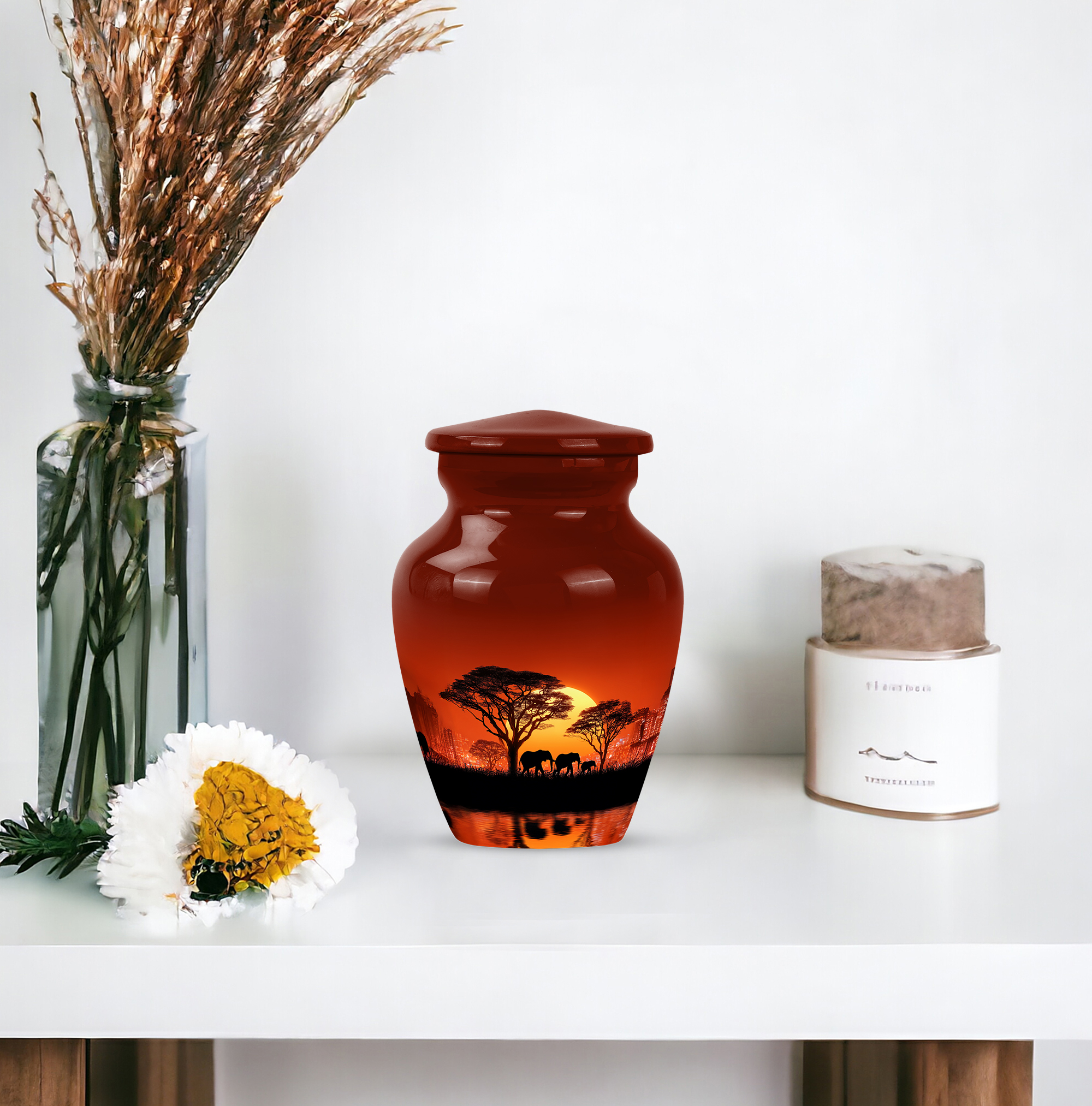 Elephant Decorative Urns For Male & Female Ashes, Funeral Urn For Human Ashes Men & Women, Small Keepsake Cremation Urns For Adult Men (Size-3 Inch 4 Pcs)
