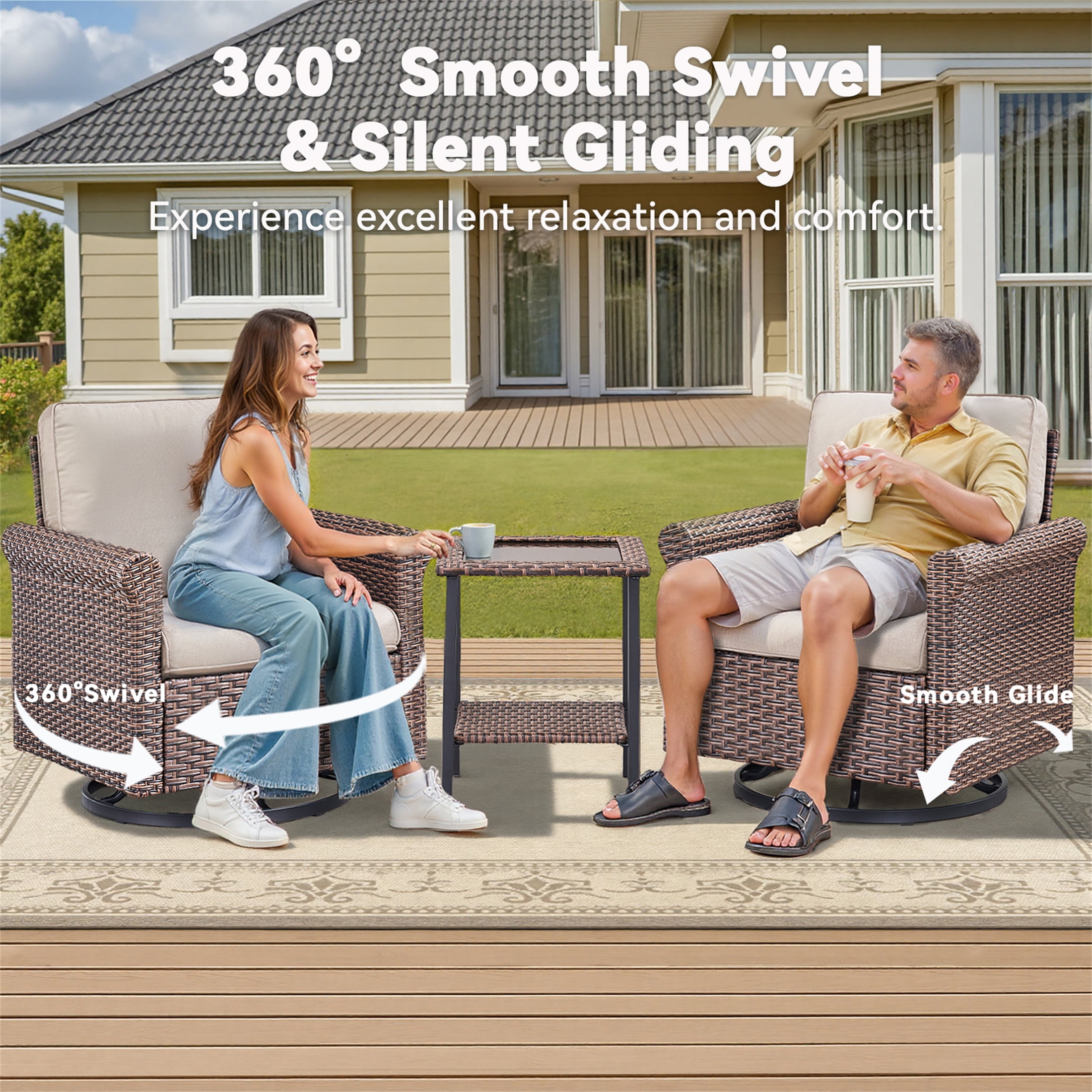 Yeahumalia 5 Pieces Outdoor Furniture with Rocking Swivel