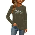 thumbnail image 5 of HOMBOM Christmas Tops for Women Comfy Long Sleeve Army Green Christmas Tree Ugly Crewneck Xmas Ladies T Shirts, 5 of 9