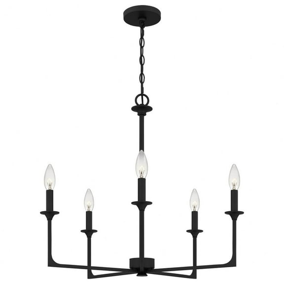 PRC5026MBK Quoizel Lighting Prescott - 5 Light Chandelier In Transitional Style-24 Inches Tall and 26 Inches Wide-Matte Black Finish    -Traditional