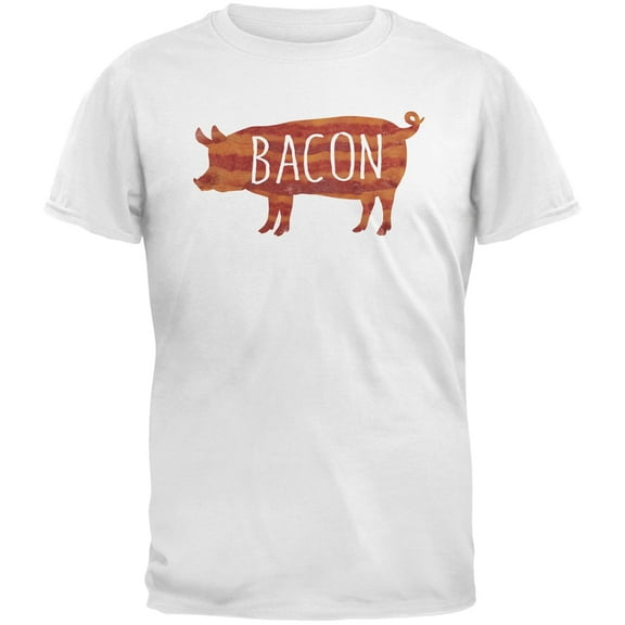Bacon Pig Silhouette White Youth T-Shirt - Youth Medium