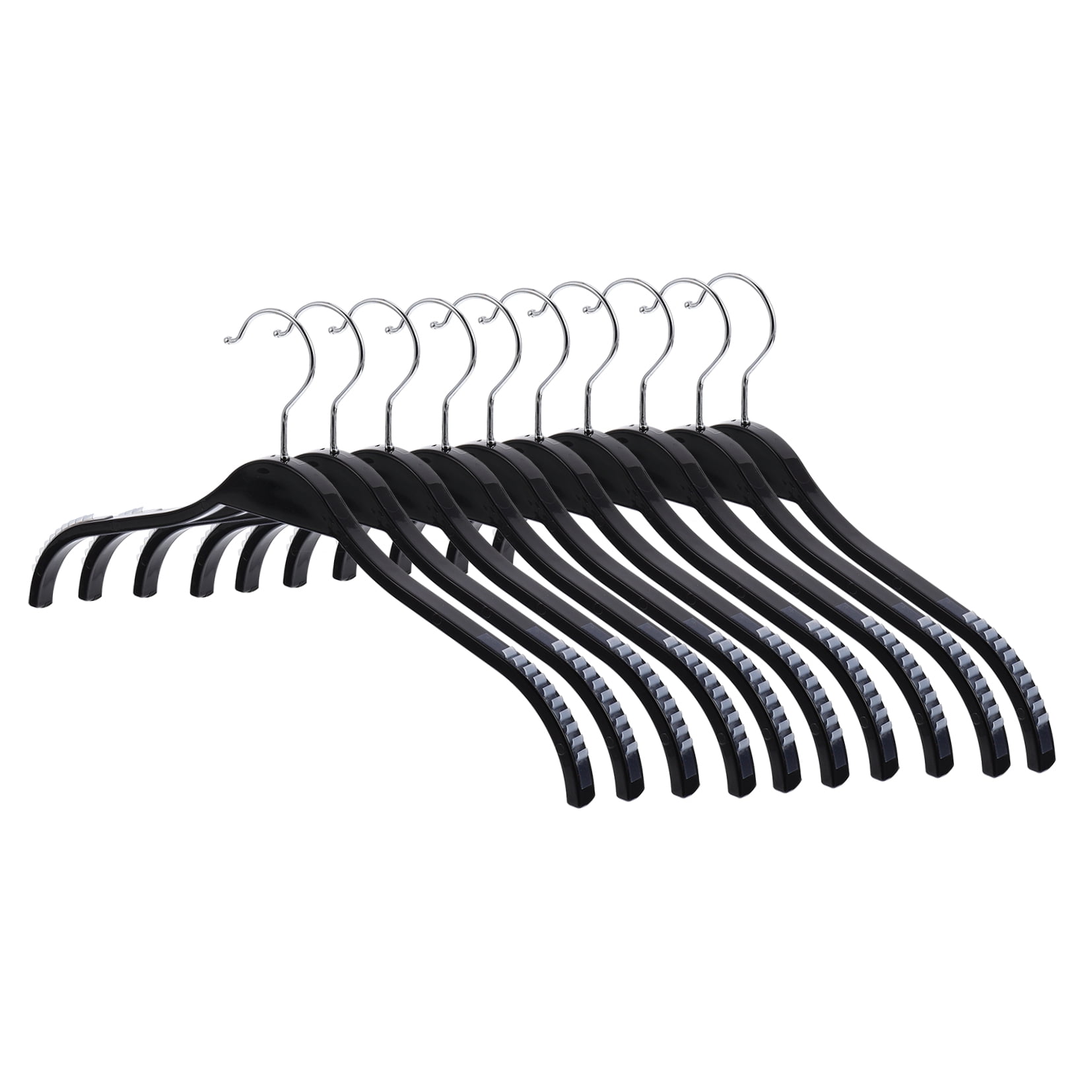WHAMVOX Black Plastic Coat Hangers for Storage with Semicircle Shoulder Design and 30 kg Capacity