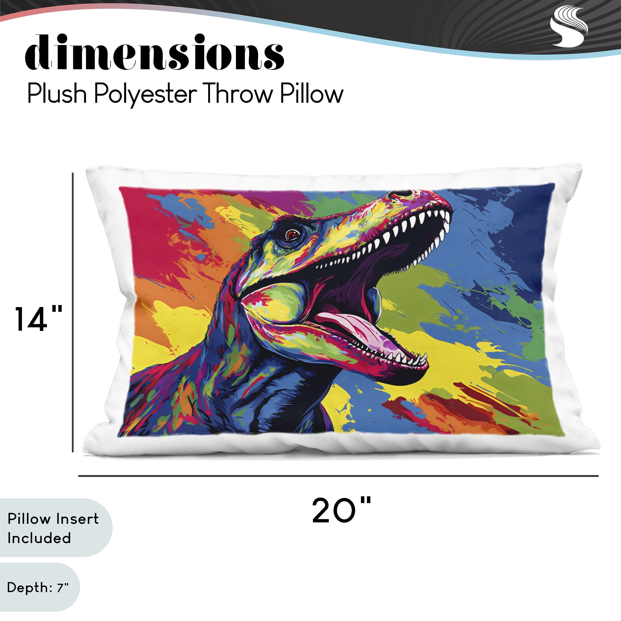 Stupell Industries Brightly Colored Dinosaur Decorative Printed Throw Pillow, design by Creative Studio
