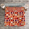 thumbnail image 3 of Ambesonne Geometric Quilted Bedspread Set 3 Pcs, Sixties Style Ovals, Queen Size, Marigold Maroon, 3 of 3