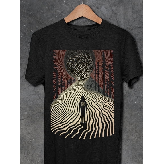 Men's Vintage Abstract Surreal Path Graphic T-Shirt