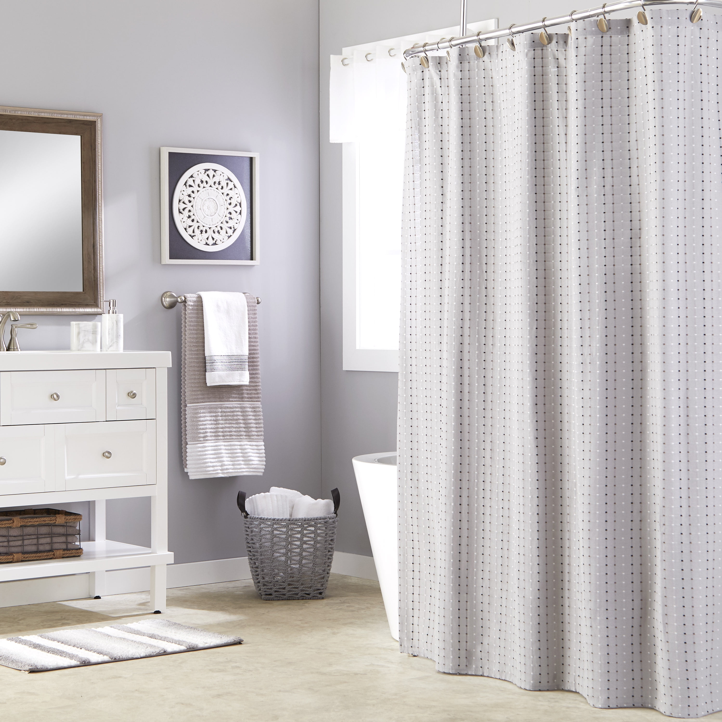 SKL Home Hopscotch Fabric Shower Curtain, Gray, 72" x 72"