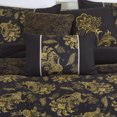 thumbnail image 4 of Luxury 7-Piece Black and Gold Floral Comforter Set, Elegant Embroidered Bedding with Decorative Pillows, King, 4 of 4
