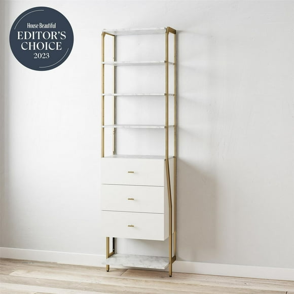CosmoLiving Gwyneth Closet - 3 Drawers, White Marble