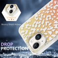 thumbnail image 3 of Compatible with iPhone 14 Case 2022 Laser Bling Glitter Rainbow Leopard Phone Case + Screen Protector, Cute Pattern Designed for iPhone 14 Case Girls Women -Orange, 3 of 10