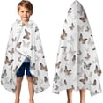 thumbnail image 3 of White Butterfly Pattern Hooded Bath Towel，60"x35" for Ages 3 To 12 Kids, Quick Dry Lightweight Soft Microfiber Hood Beach Towel Cover Up for Kids, 3 of 7