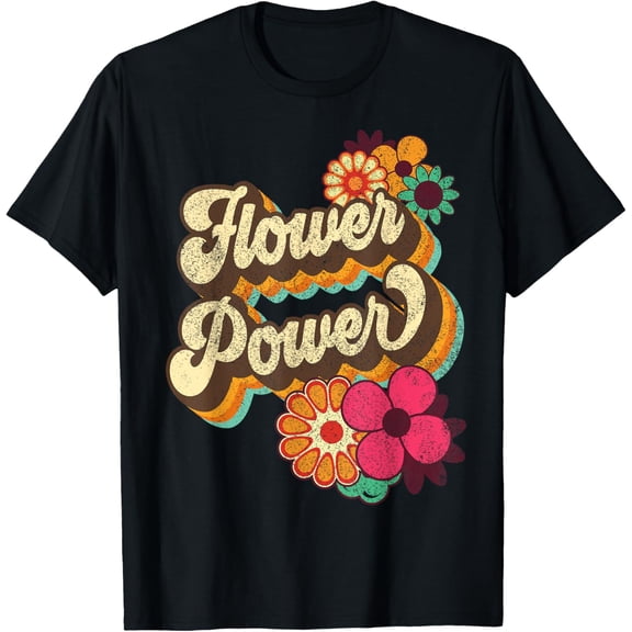 Flower Power 60s 70s Hippie Retro Groovy Positive Vibes T-Shirt mens t shirt,black,women,funny,misfits,men,journey