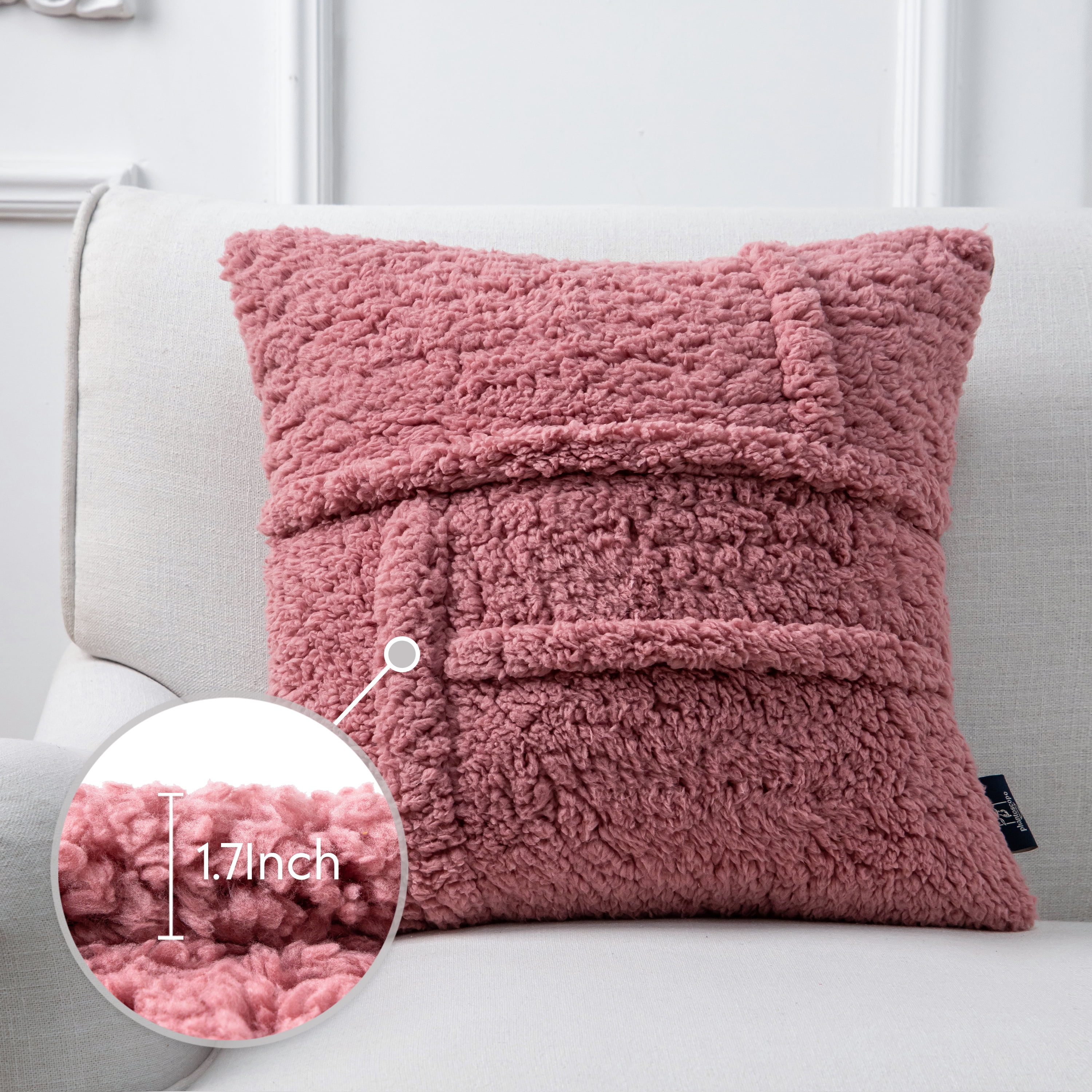Phantoscope 12 in x 20 in Pink Sherpa, Velvet Decorative Pillow Cover, (2 Count)