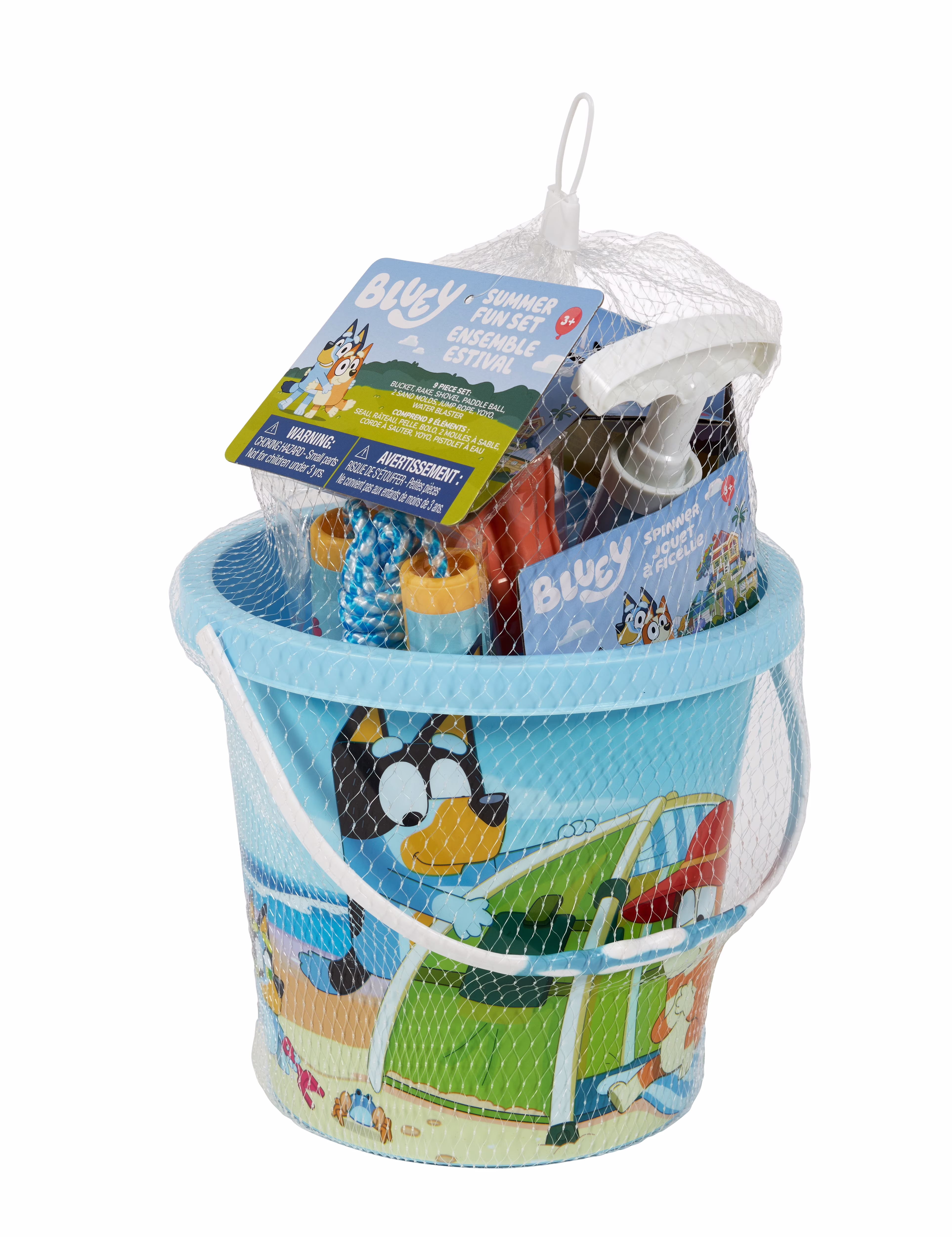 Little Kids Bluey Summer Fun Set. Bluey 7PC Beach Bucket. Ages 3 & Up